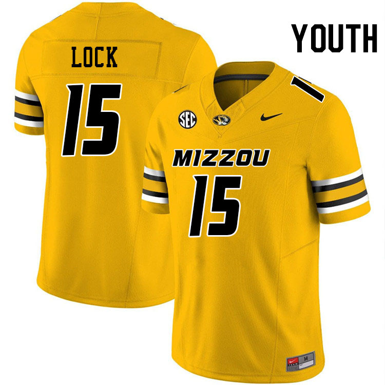 Youth #15 Tommy Lock Missouri Tigers College Football Jerseys Stitched-Gold